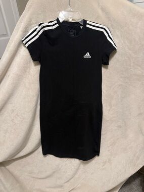 Women's adidas Essentials 3-Stripe Jersey Fitted Tee Dress SMALL